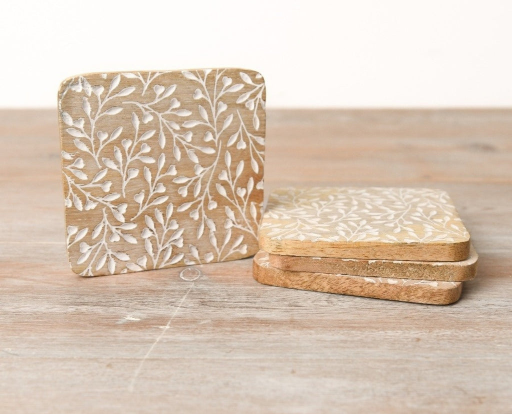Arborea Leaves Wooden Coasters