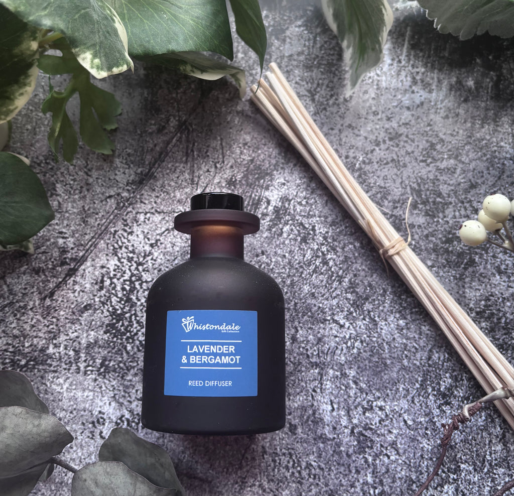 Amber Frosted Tulip Bottle Reed Diffuser - Lavender & Bergamot