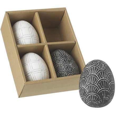 Set of 4 Decorative Concrete Eggs