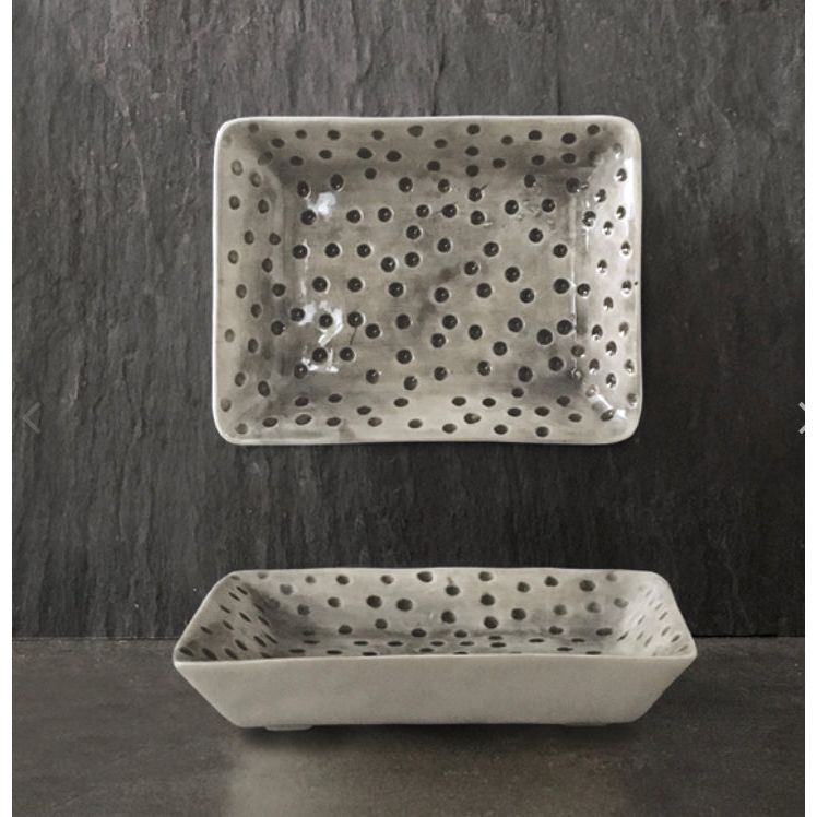 Hand painted oblong dish- Dimpled