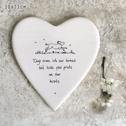 Dogs come into our home - Ceramic Heart Coaster