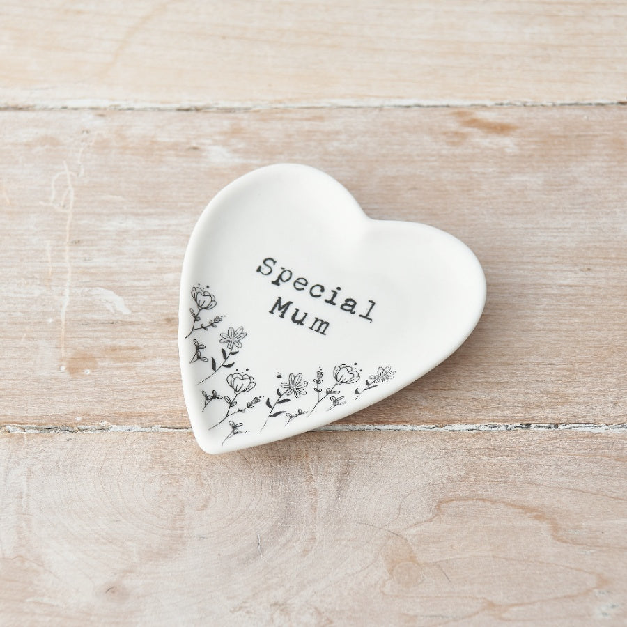 Floral Mum Heart Shaped Ceramic Dish