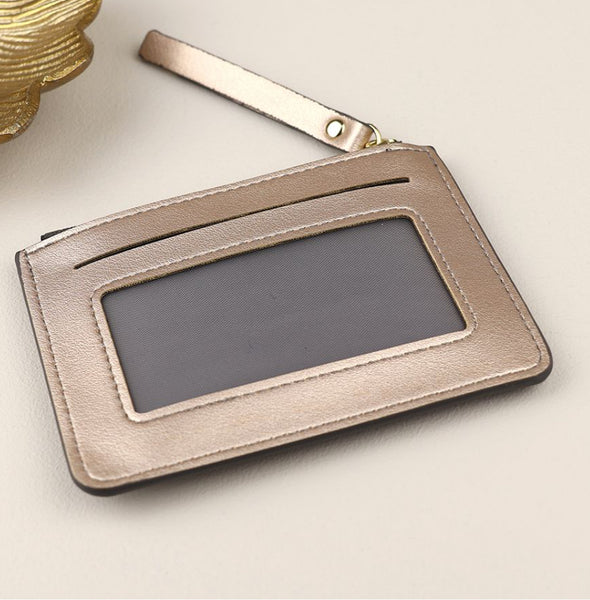 Bronze Metallic Mix Faux Leather Card Holder