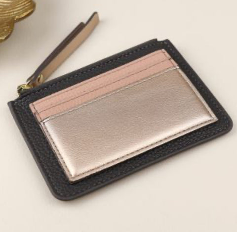 Bronze Metallic Mix Faux Leather Card Holder