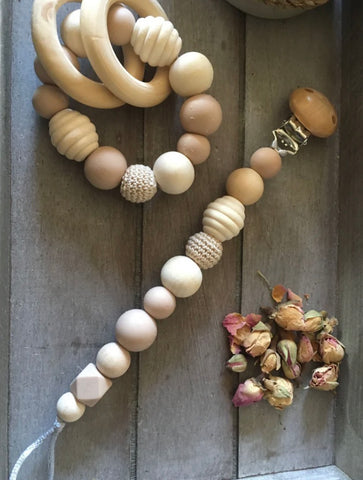 Dummy Clip & Teether Set - Neutral Tones