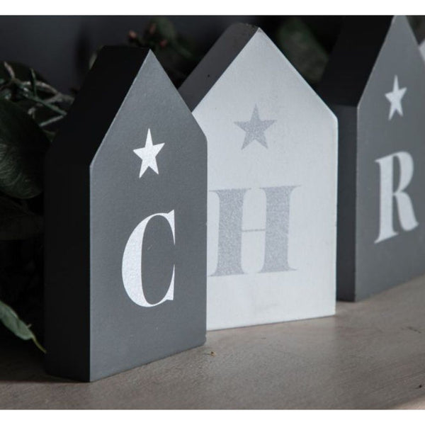 Christmas Blocks Grey / White Set of 9