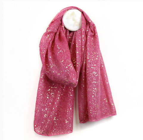 Recycled Pink and Metallic Rose Gold Dotty Print Scarf