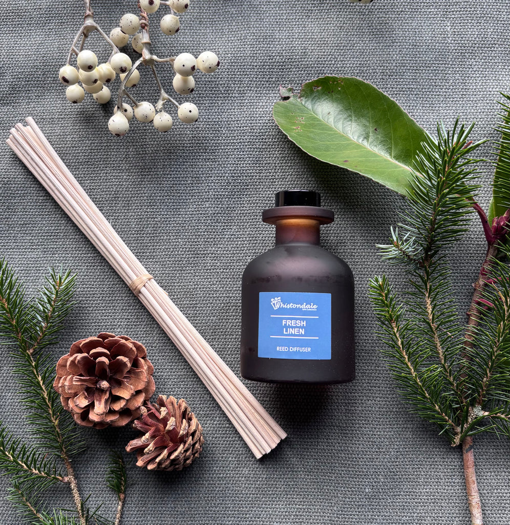 Amber Frosted Tulip Bottle Reed Diffuser - Fresh Linen