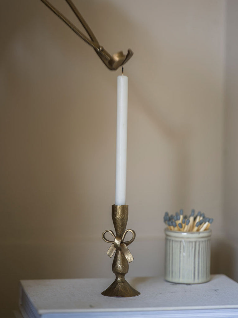 Antique Brass Finish Bow Candle Holder with 6 candles