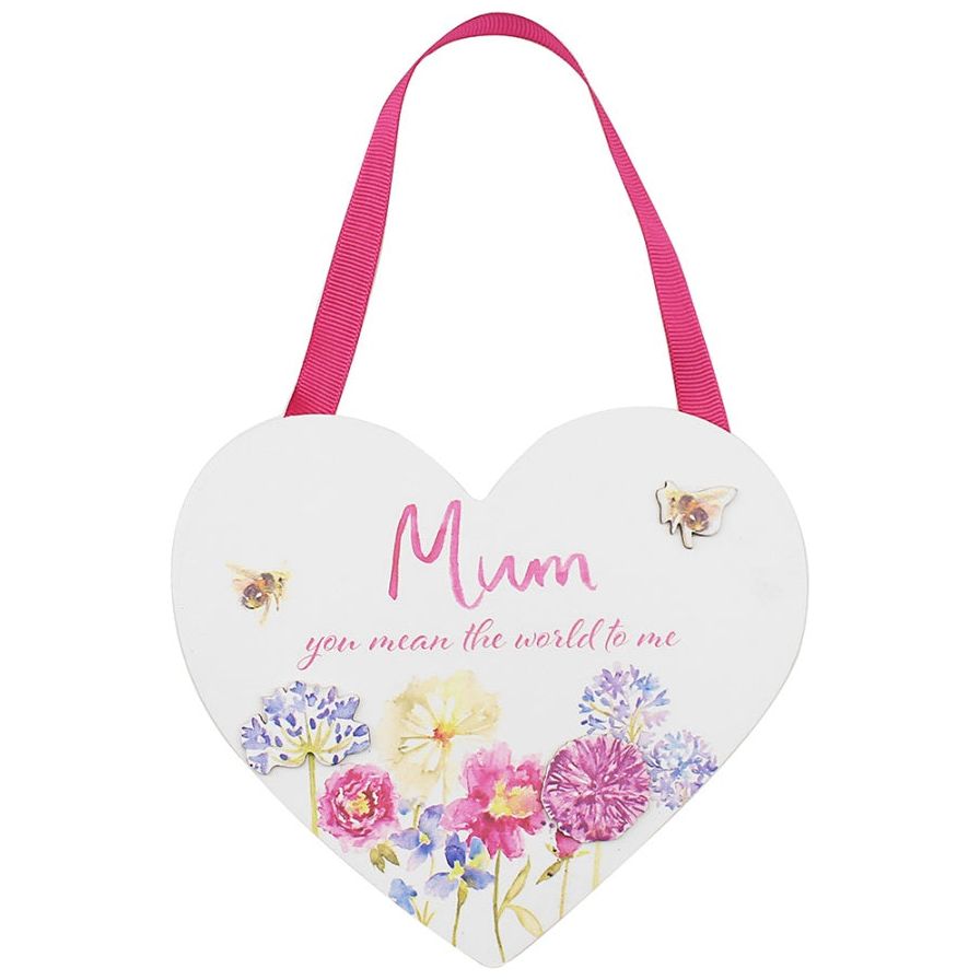 Mum 'you mean the world to me' - Wooden Plaque