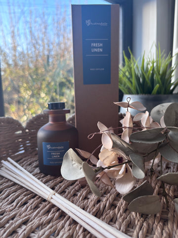 Amber Frosted Tulip Bottle Reed Diffuser - Fresh Linen