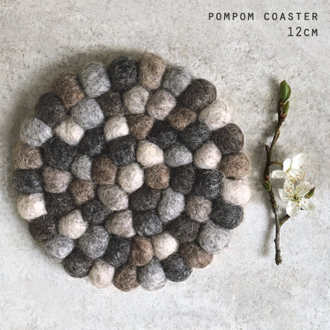 Pom Pom Natural Felt-Coaster