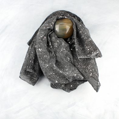 Grey Scarf with Silver Splatter Print