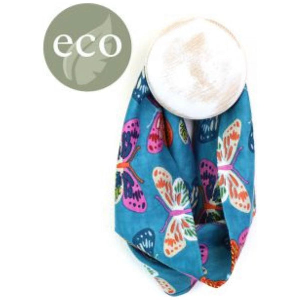 Multi-way Jersey Snood - Aqua Butterfly Print