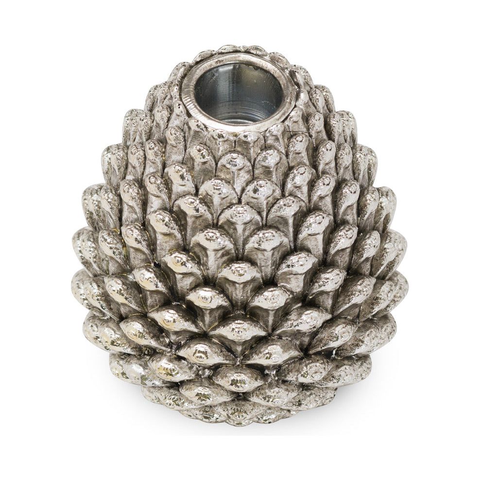 Silver Pinecone Candle Holder