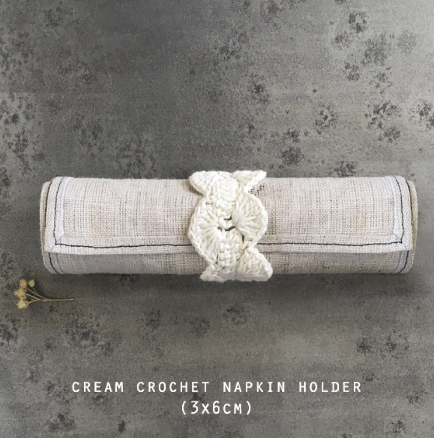 Crochet Napkin  Holders - Cream