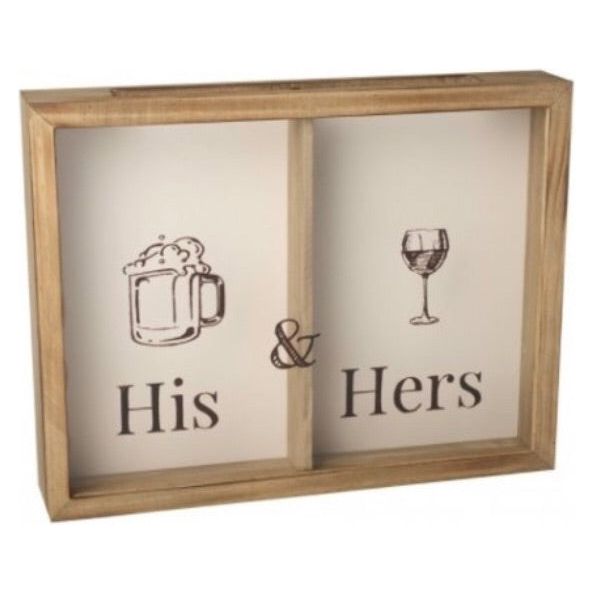 His & Hers Cork and Beer Top Storage Box