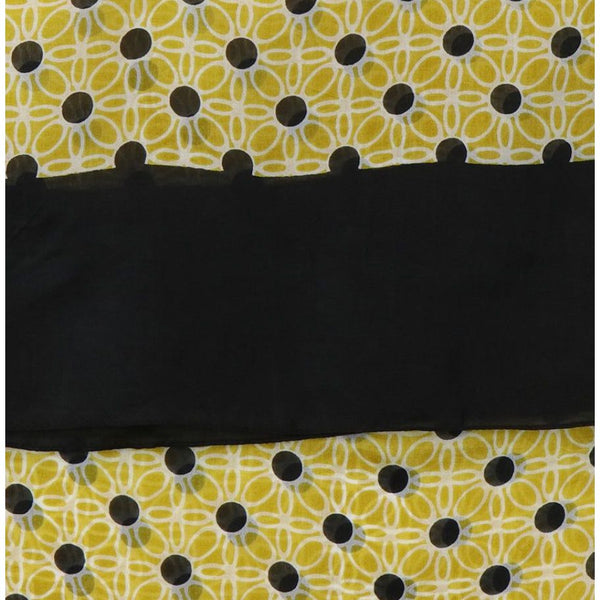 100% Silk Black and Mustard Flower Print Scarf