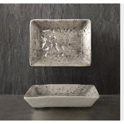 Hand painted oblong dish-Speckled wash