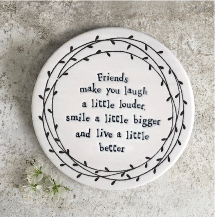Leaf Porcelain Coaster - Friends Laugh Louder