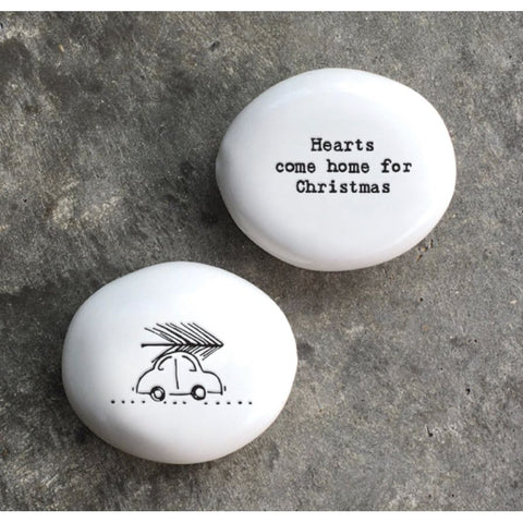 Porcelain pebble-Hearts come home for Christmas