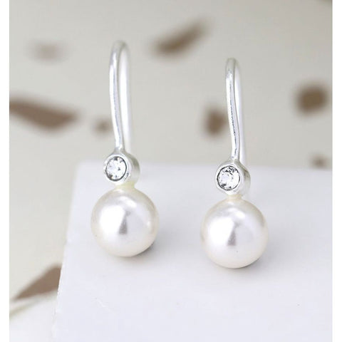 Sterling Silver Crystal Pearl Drop Earrings