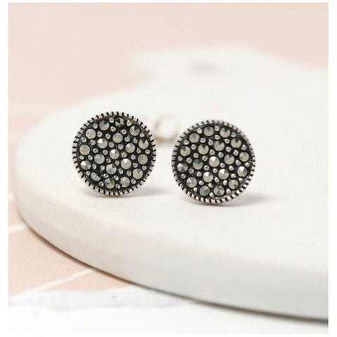 Marcasite Disc Earrings
