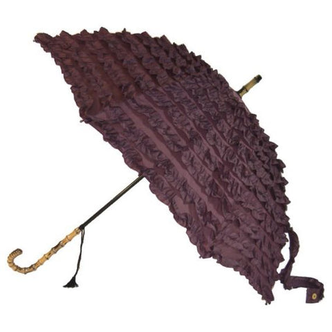 Plum Frill Walking Stick Style Umbrella